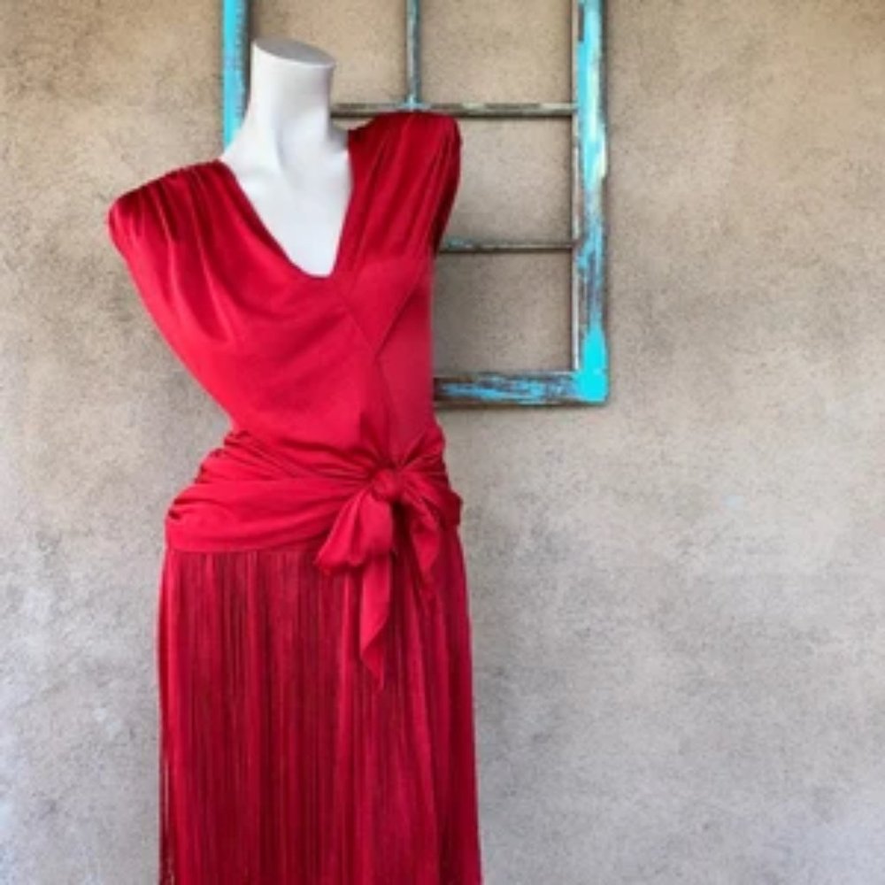 Gorgeous Fringe Red Dress